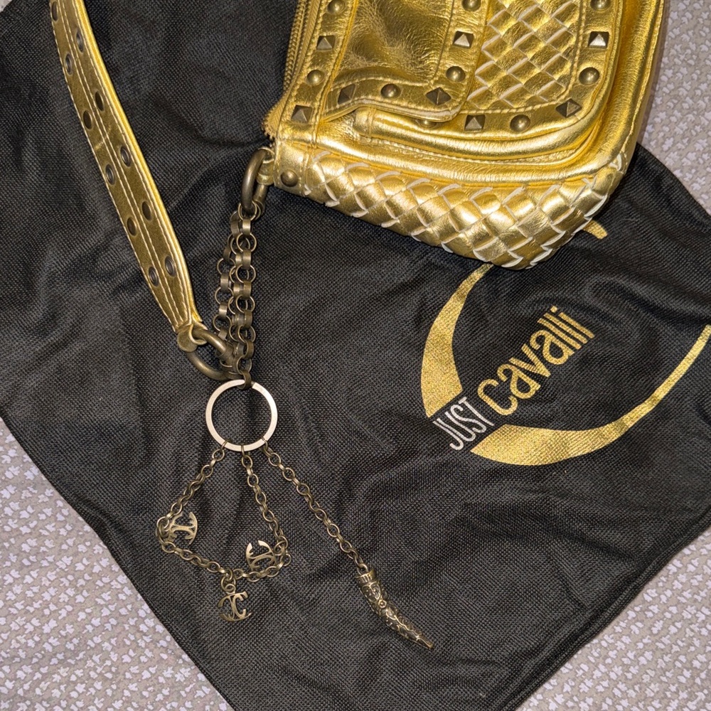 Just Cavalli Gold Studded Shoulder Bag - Picture 2 of 9